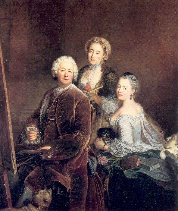 PESNE, Antoine The Artist at Work with his Two Daughters oil painting picture